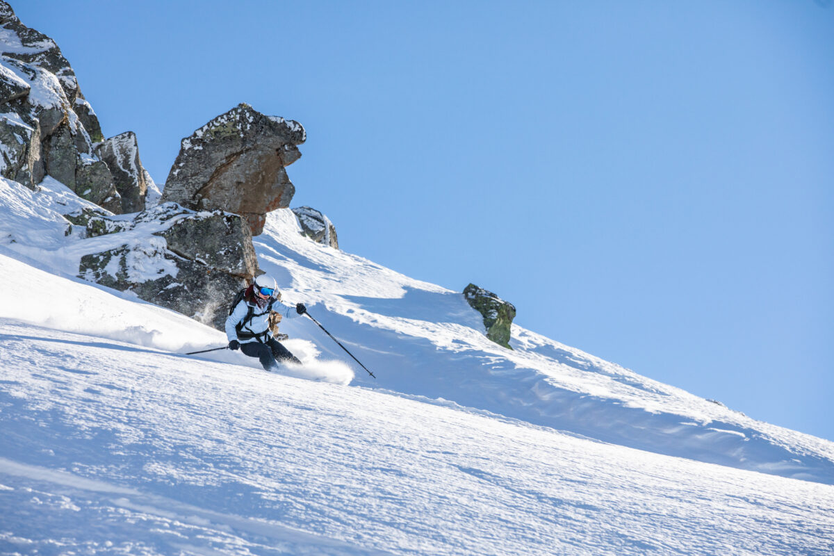 off piste skiing at high altitude