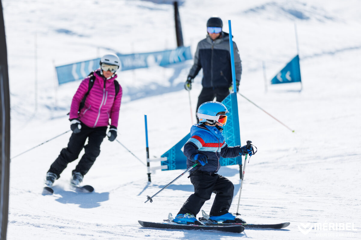 family skiing in Meribel