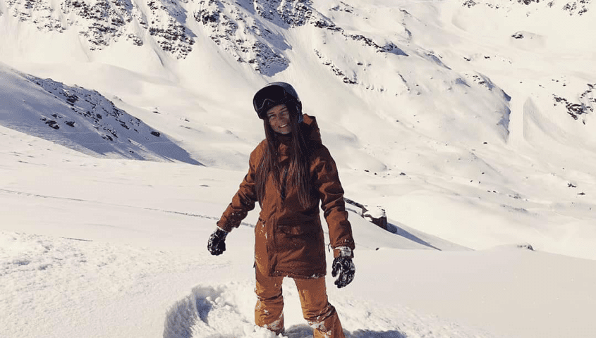 Dainora Jurevičiūtė stood in snow on the mountain