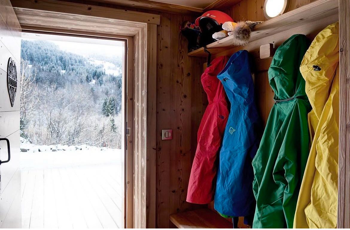 Private ski chalet entrance hall 