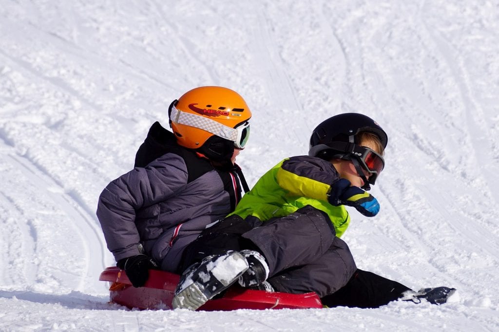 skiing with children in meribel